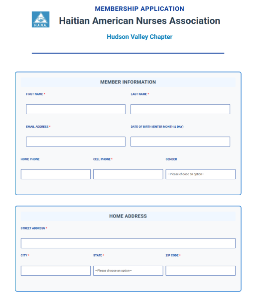 HANA Hudson Valley Membership Form